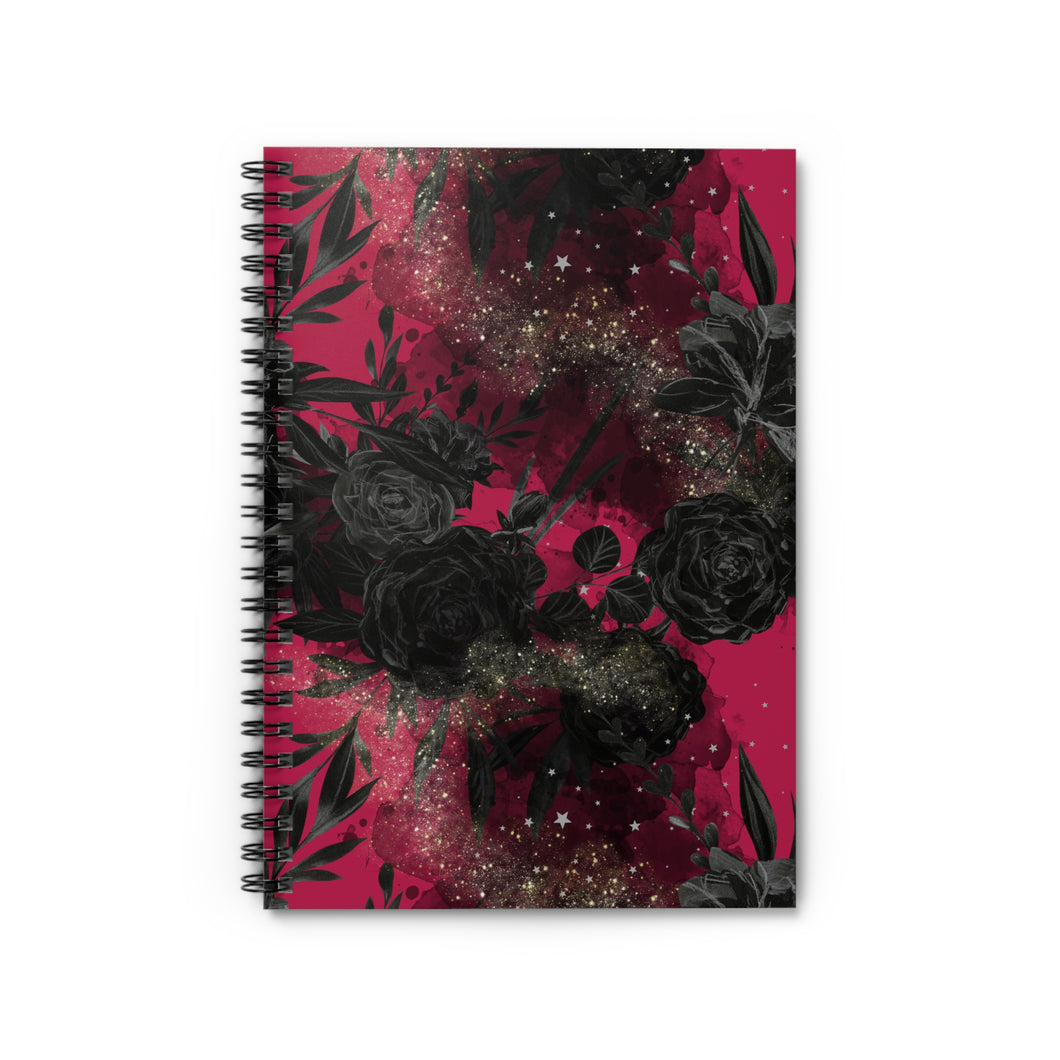 Ruled Spiral Notebook - Black Roses