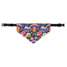 Load image into Gallery viewer, Pet Bandana Collar - Floral Rainbow Feathers

