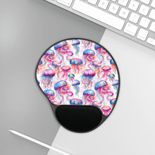 Load image into Gallery viewer, Mouse Pad With Wrist Rest - Rainbow Jellyfish
