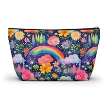 Load image into Gallery viewer, Accessory Pouch - Floral Rainbow Feathers
