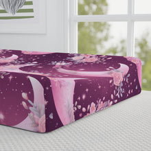 Load image into Gallery viewer, Baby Changing Pad Cover - Pink Floral Moons
