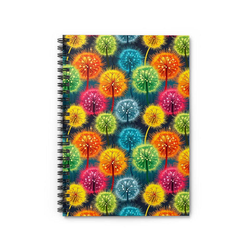 Ruled Spiral Notebook - Rainbow Blow Flowers