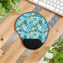 Load image into Gallery viewer, Mouse Pad With Wrist Rest - Blue Floral
