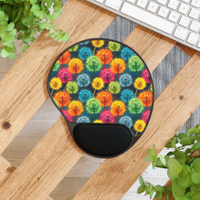 Load image into Gallery viewer, Mouse Pad With Wrist Rest - Rainbow Blow Flowers
