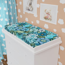 Load image into Gallery viewer, Baby Changing Pad Cover - Blue Florals
