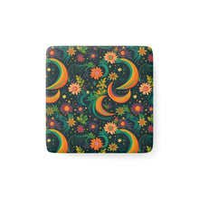 Load image into Gallery viewer, Porcelain Magnet - Square - Green Floral Moon
