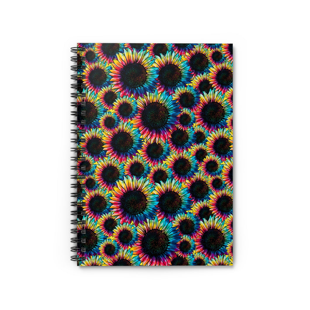Ruled Spiral Notebook - Colorful Sunflowers