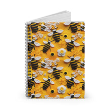 Load image into Gallery viewer, Ruled Spiral Notebook - Knitted Bees
