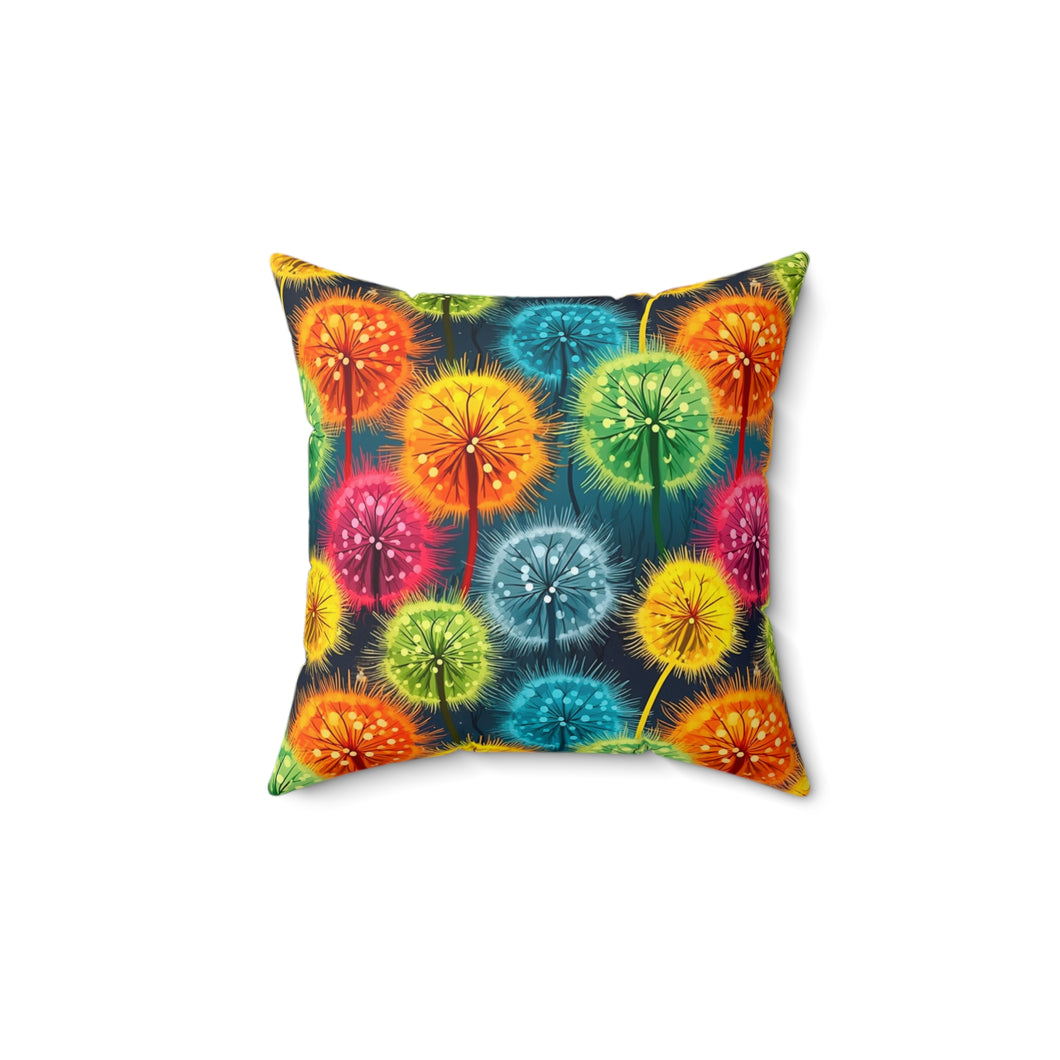 Decorative Throw Pillow - Rainbow Blow Flowers