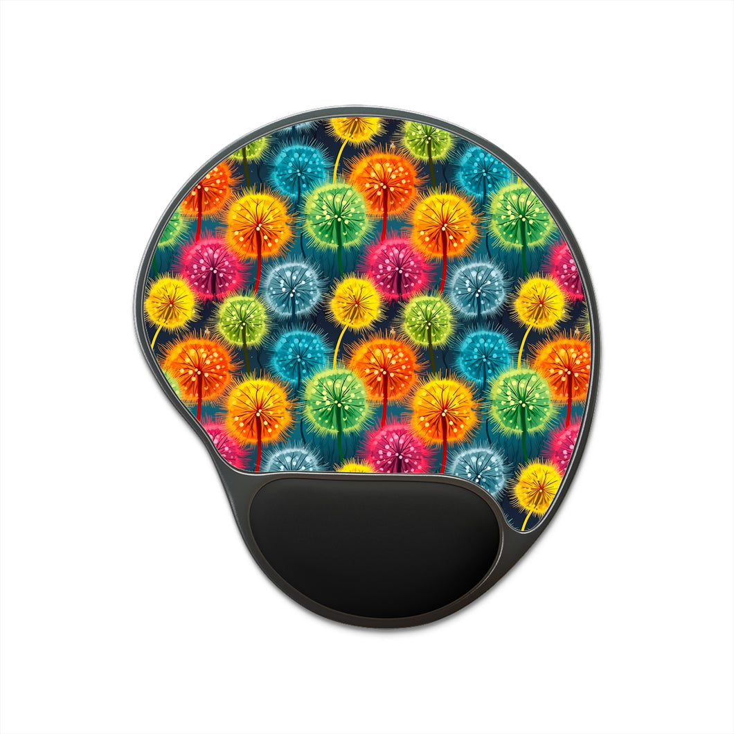 Mouse Pad With Wrist Rest - Rainbow Blow Flowers