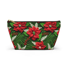 Load image into Gallery viewer, Accessory Pouch w T-bottom - Poinsettia Knit
