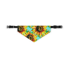 Load image into Gallery viewer, Pet Bandana  - Teal w/ Sunflowers

