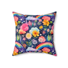 Load image into Gallery viewer, Decorative Throw Pillow - Floral Rainbow Feathers
