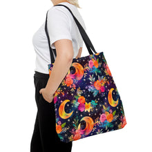 Load image into Gallery viewer, Tote Bag - Neon Floral Moon
