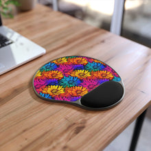 Load image into Gallery viewer, Mouse Pad With Wrist Rest - Rainbow Sunflowers

