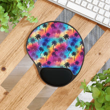 Load image into Gallery viewer, Mouse Pad With Wrist Rest - Rainbow Palm Trees

