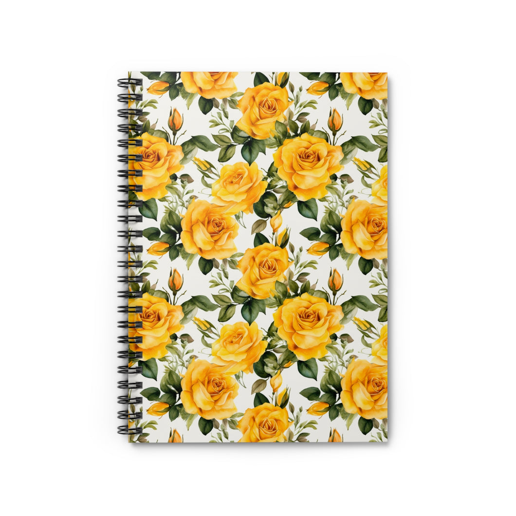 Ruled Spiral Notebook - Yellow Roses