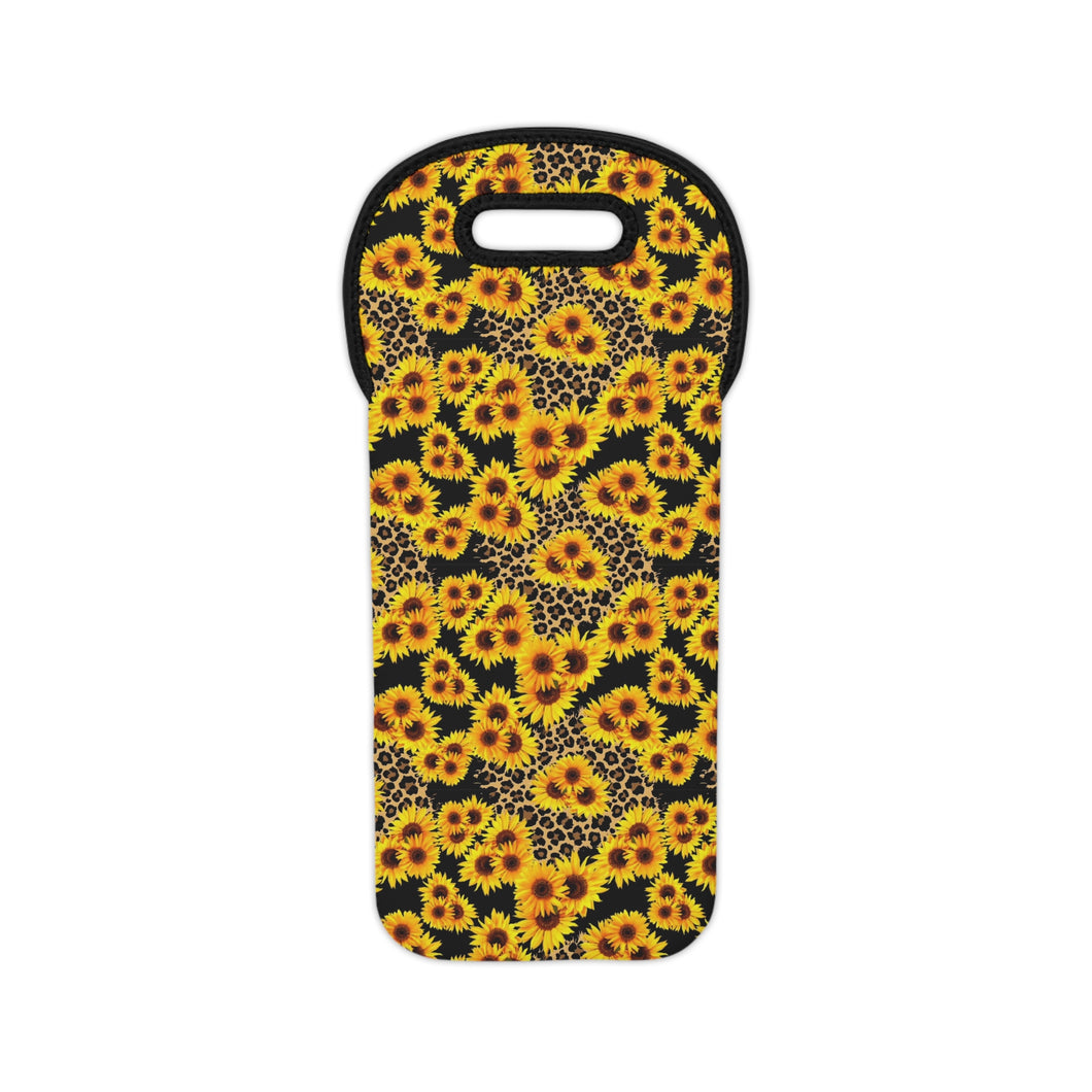 Wine Tote Bag - Leopard Sunflowers