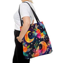 Load image into Gallery viewer, Tote Bag - Rainbow Floral Moon
