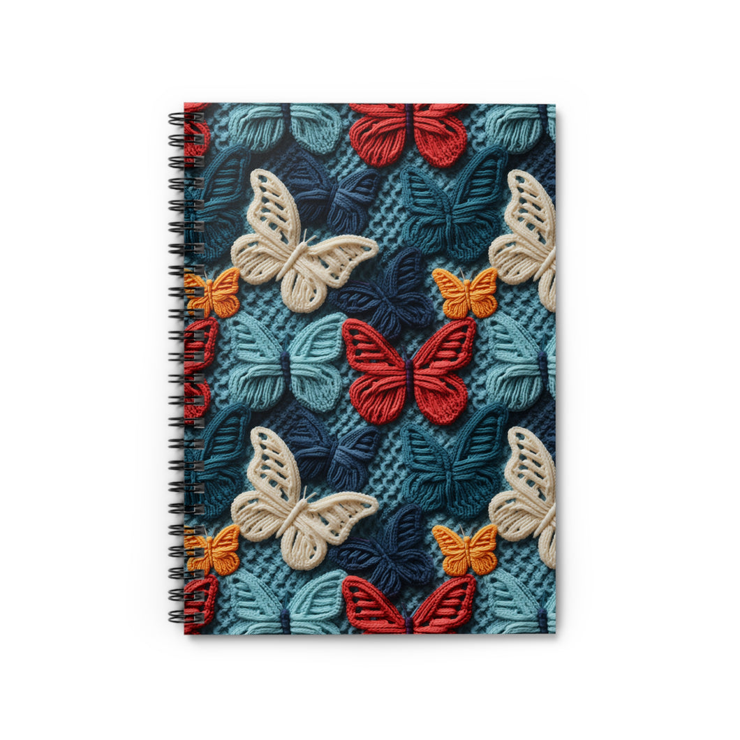 Ruled Spiral Notebook - Fall Knit Butterflies