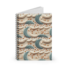 Load image into Gallery viewer, Ruled Spiral Notebook - Blue Knit Moons
