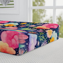Load image into Gallery viewer, Baby Changing Pad Cover - Floral Rainbow Feathers
