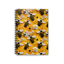 Load image into Gallery viewer, Ruled Spiral Notebook - Knitted Bees
