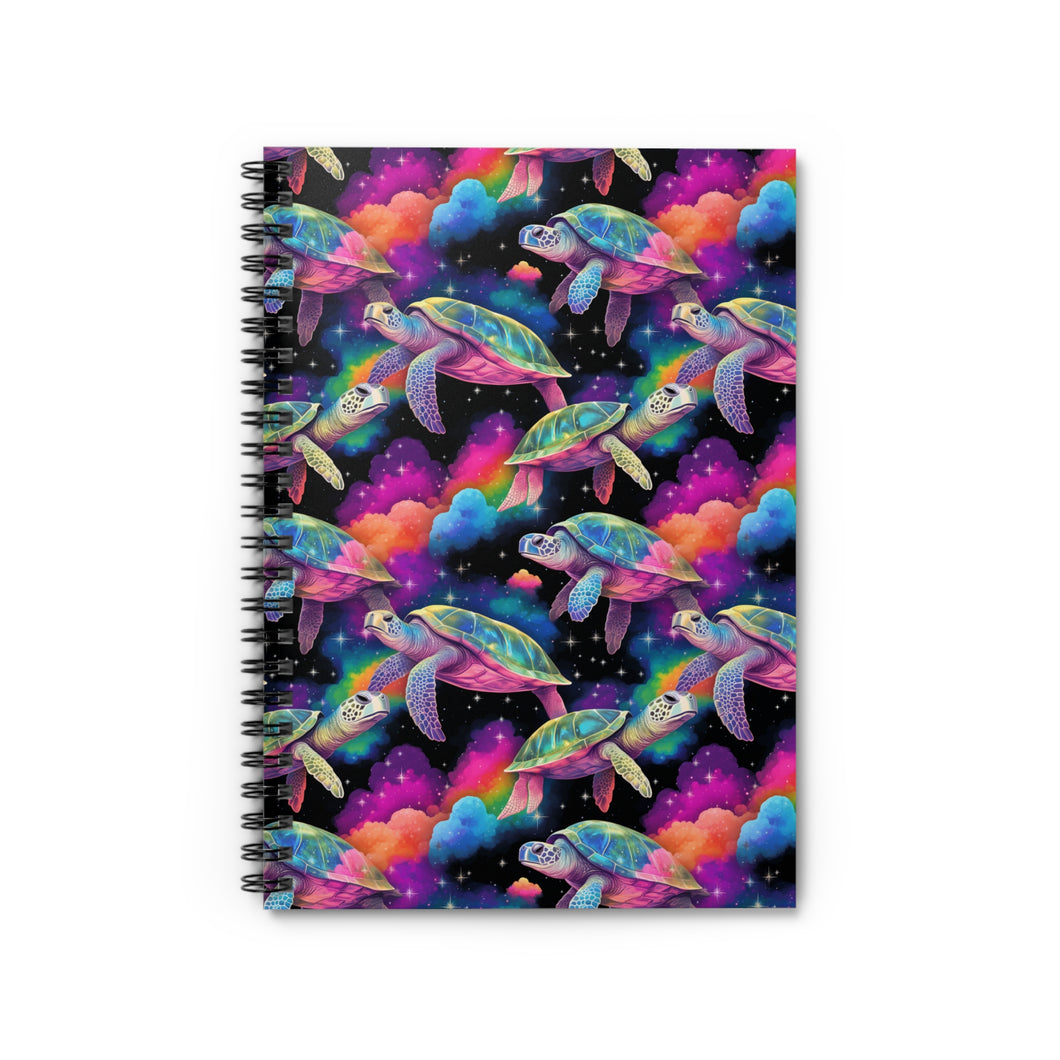 Ruled Spiral Notebook - Galaxy Turtles