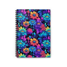 Load image into Gallery viewer, Ruled Spiral Notebook - Neon Florals
