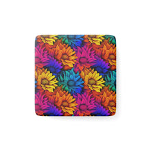 Load image into Gallery viewer, Porcelain Magnet - Square - Rainbow Sunflowers

