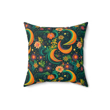 Load image into Gallery viewer, Decorative Throw Pillow - Green Floral Moon
