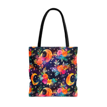 Load image into Gallery viewer, Tote Bag - Neon Floral Moon
