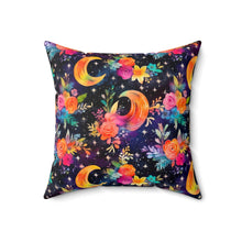 Load image into Gallery viewer, Decorative Throw Pillow - Neon Floral Moon
