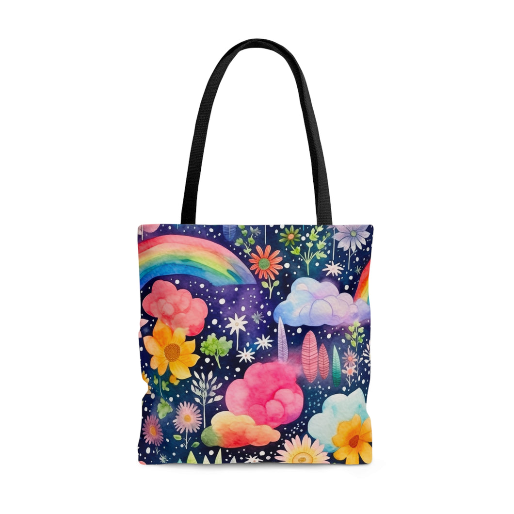 Tote Bag - Floral Rainbow Feathers