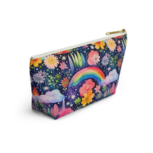 Load image into Gallery viewer, Accessory Pouch - Floral Rainbow Feathers
