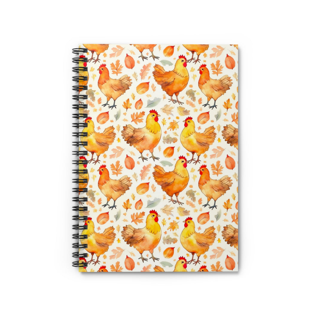 Ruled Spiral Notebook - Chicken Chicken, Bock Bock