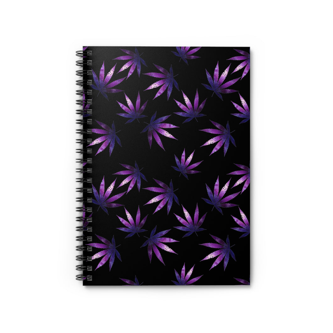 Ruled Spiral Notebook - Purple Weeds