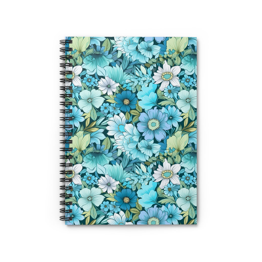 Ruled Spiral Notebook - Blue Floral