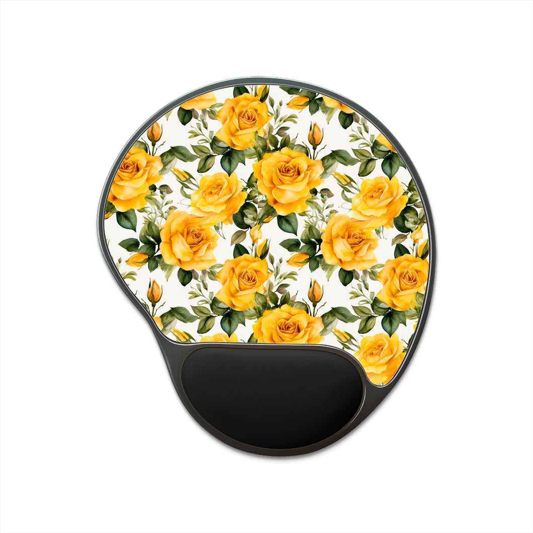 Mouse Pad With Wrist Rest - Yellow Roses