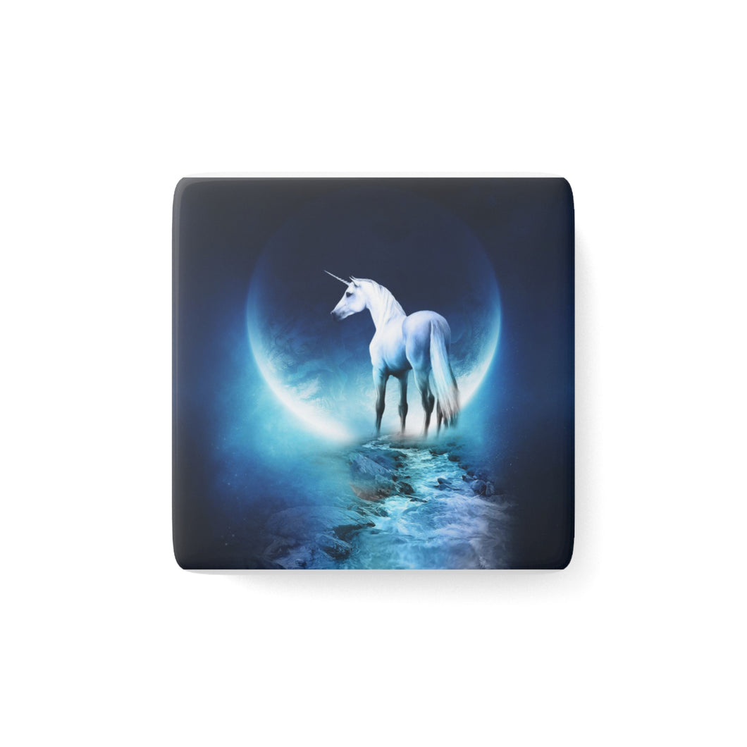 Porcelain Magnet - Square - Unicorn Moon