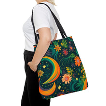 Load image into Gallery viewer, Tote Bag - Green Floral Moons
