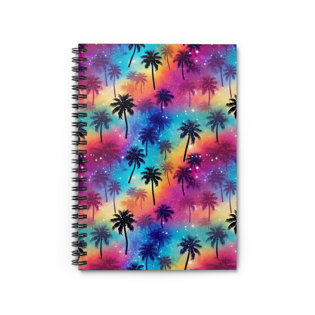 Ruled Spiral Notebook - Rainbow Palm Trees