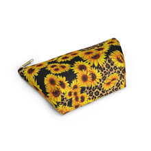 Load image into Gallery viewer, Accessory Pouch w/ T-bottom - Leopard Sunflowers
