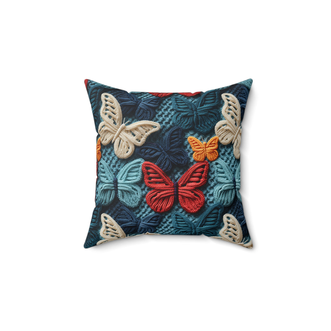 Decorative Throw Pillow - Fall Knit Butterflies