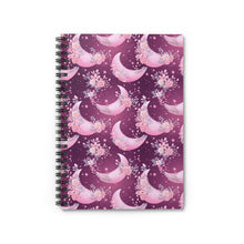 Load image into Gallery viewer, Ruled Spiral Notebook - Pink Floral Moons
