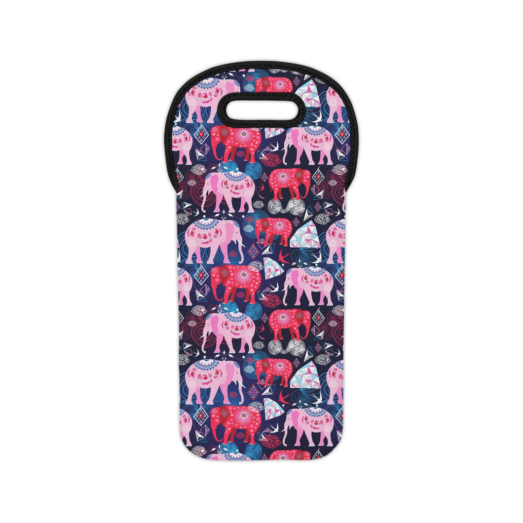 Wine Tote Bag - Pink Elephants