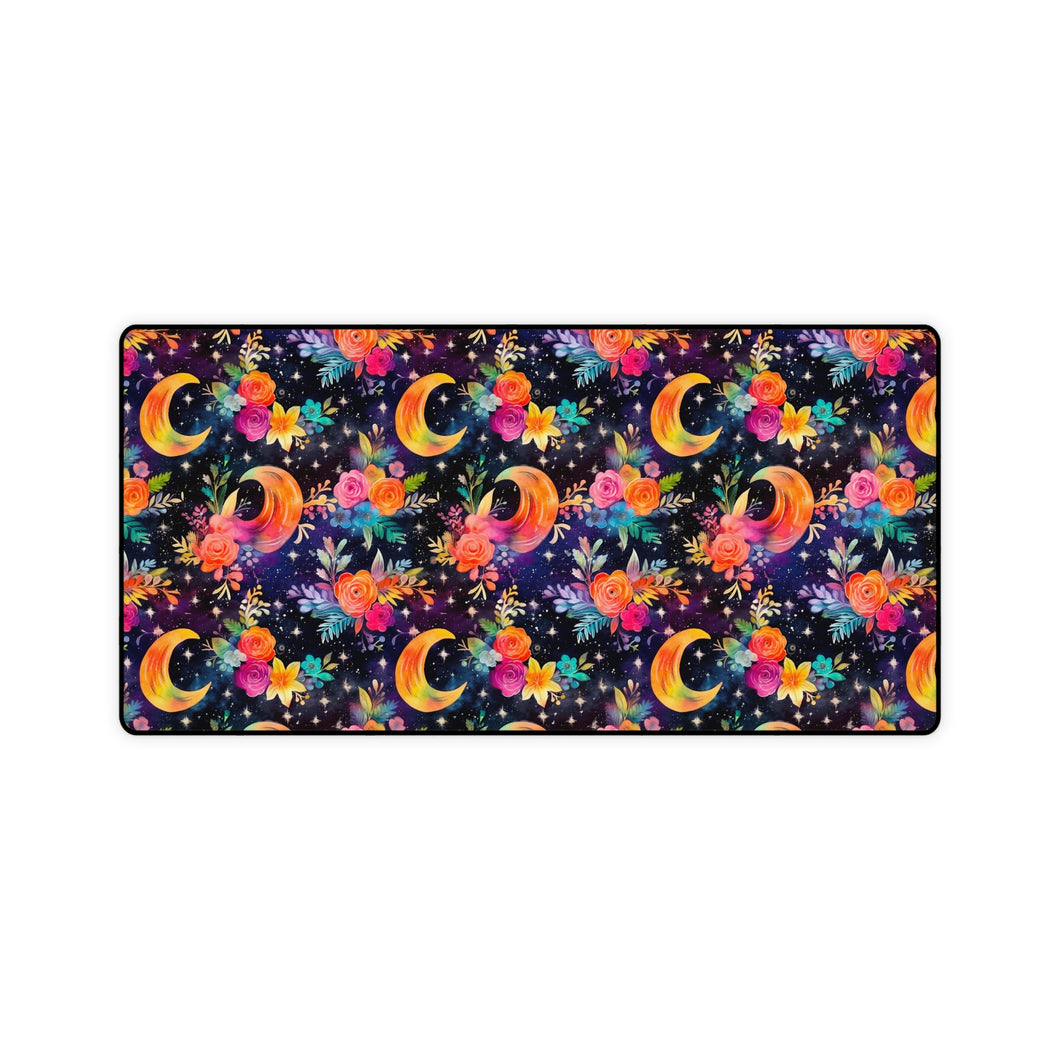 Desk Mats - Rainbow Floral Moon