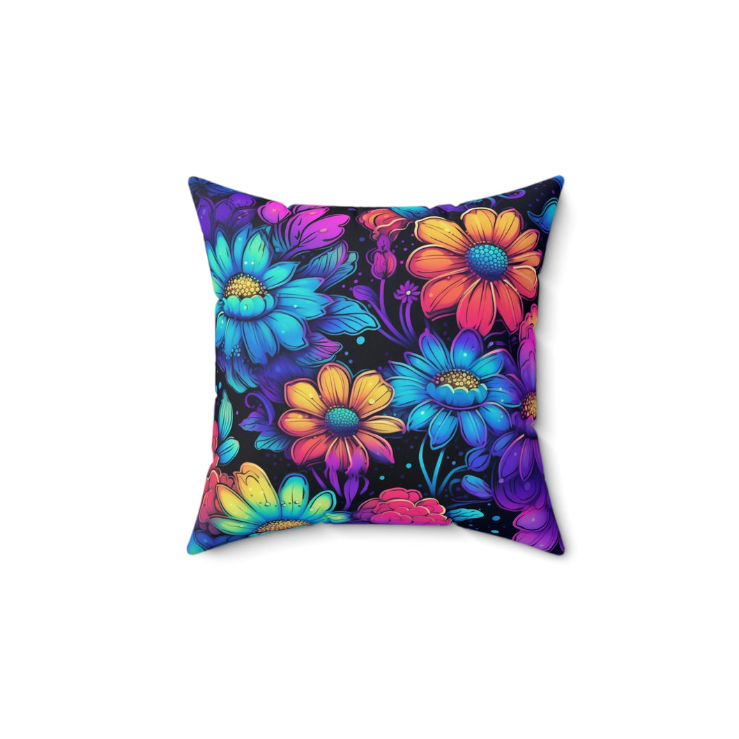 Decorative Throw Pillow - Neon Florals