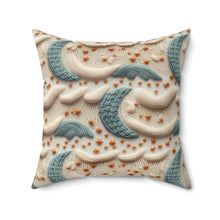 Load image into Gallery viewer, Decorative Throw Pillow - Blue Knit Moons
