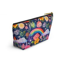 Load image into Gallery viewer, Accessory Pouch - Floral Rainbow Feathers
